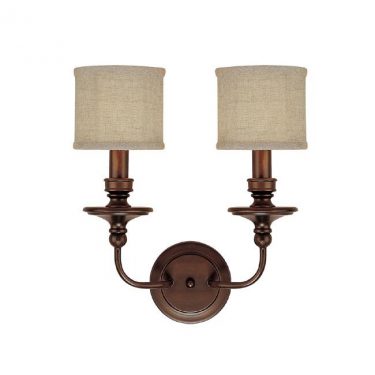 Burnished Bronze Two Light Sconce with Fabric Shade (1232BB-450)