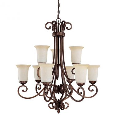 Barclay Nine Light Chesterfield Brown Chandelier (3029BB-251)