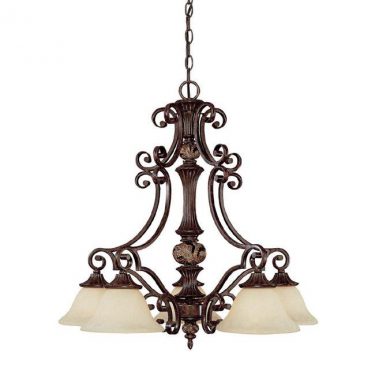 Chesterfield Brown Five Light Down Chandelier (3515CB-245)