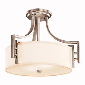 Two Light Antique Pewter Satin Etched  Diffuser Glass Drum Shade (42253AP)