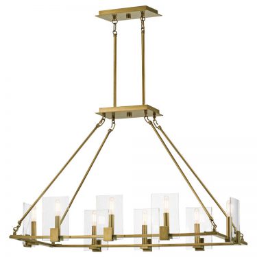 Linear Chandelier Eight Light In Natural Brass Finish (43703NBR)