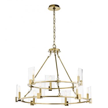 Two Tier Natural Brass Nine Light Chandelier (43704NBR)