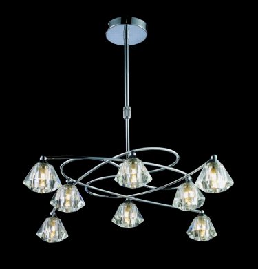 Eight Light Chandelier With Faceted Hexagon Crystal Shades (CH1818)